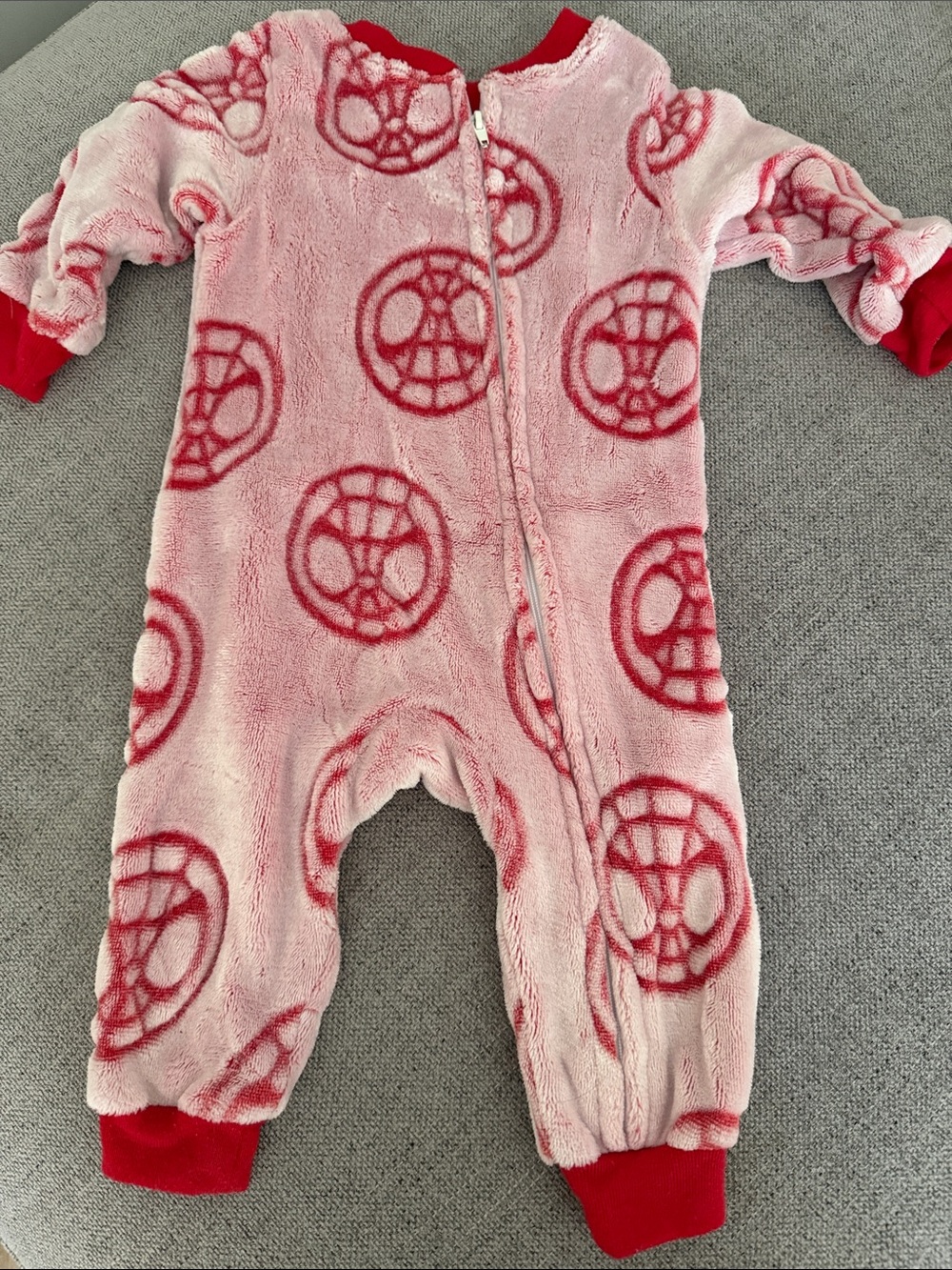 Marvel Pink Plush One-Piece Footie with Red Accents